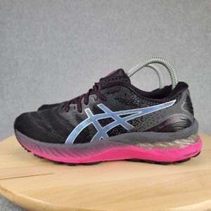 Asics Gel-Nimbus 23 Womens Running Shoes Black Pink Blue 1012A885 Size 7